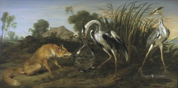Lobo Painting - sable del zorro y la garza